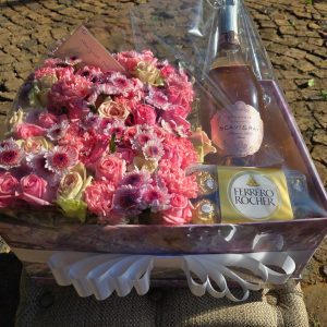 Flowers, fine wine and chocolates