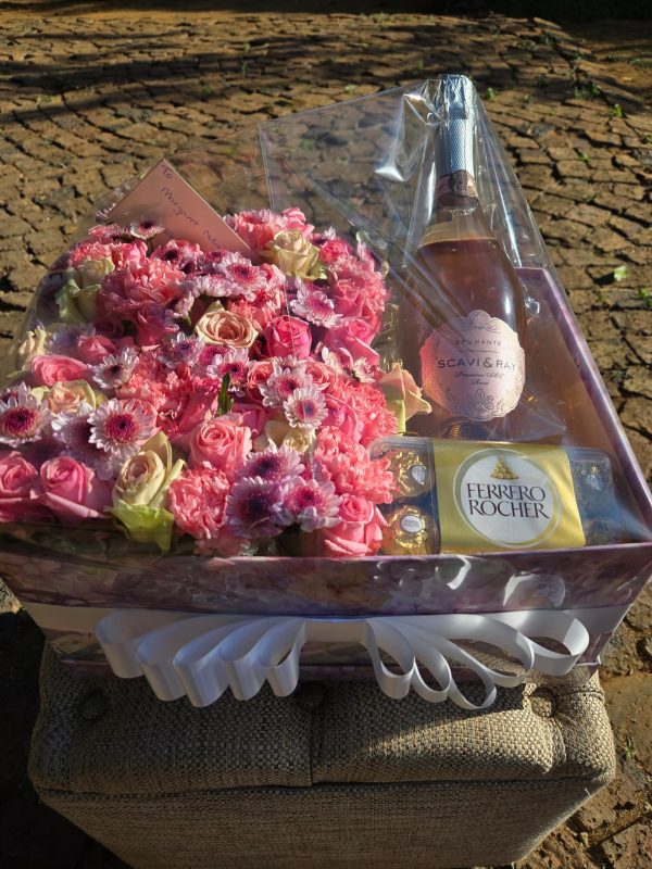 Flowers, fine wine and chocolates