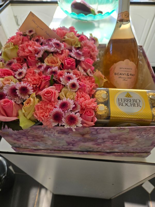Flowers, fine wine and chocolates
